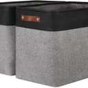 DULLEMELO Extra Large Storage Baskets, Fabric Storage Bins for Organizing Shelves Nursery Toys Books, Closet Baskets and Bins with Handles, Black&Grey, 2-Pack