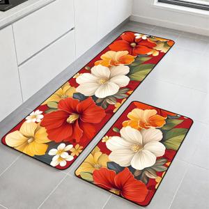 Kitchen Rugs Set of 2, Non-Slip Washable Floor Mats, Colorful Decorative Absorbent Runner Rugs for Kitchen Sink & Stove, Hallways Entryway and Laundry16.9 x27.6 + 16.9"x47.2"