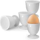 4 Pcs Ceramic Egg Stand Holders, Porcelain Egg Holders White Egg Cups for Soft Boiled Eggs in Kitchen, Restaurant for Breakfast and Party Dinning