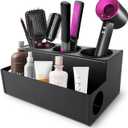 Hair Dryer Holder for Bathroom, Wall-Mounted Stainless Steel Hair Tools Organizer & Makeup Storage Space Saving Countertop Tray, Bathtub Organizer for Curling Irons, Bathtub Organizer (black)