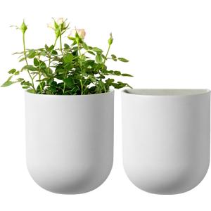 La Jolie Maison Wall Hanging Planters for Indoor PlantsHanging Flower Pots for Air Plants Succulent, Set of 2, 6 Inch, Porcelain White