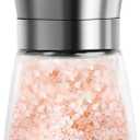 Mincham Manual Salt or Pepper Grinder for Professional Chef, Best Spice Mill with Stainless Steel Cap, Ceramic Blades and Adjustable Coarseness, Refillable Glass Body with 6OZ Capacity (Silver single)