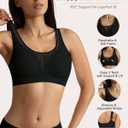 Support Bra Seamless Wireless Comfort Bralette No Underwire Push Up Strappy Wirefree Padding Lifting Vneck Comfy Moisture Wicking Tshirt Bra (Black, XXL)