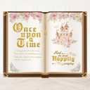 Once Upon a Time Birthday Decoration Princess Party Backdrop 7X5ft Pink Floral & Gold Castle Fairytale Birthday Banner for Girls' 1st Birthday, Baby Shower Photo Booth Background Cake Table Decor (6X5ft)