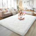 Soft Plush Shag Rug 5x7, Ultra Fluffy Rug for Living Room Bedroom, Non-Slip Fuzzy Large Area Rug for Living Room, Carpet for Girl Boy Kids, Modern Indoor Home Decor Aesthetic, Cream White