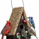 Seeded Birdhouse, Birdseeded Bird House, Wood Wren Bird Houses Covered with Wild Birdfood,Bird Feeders for Outside Hanging, A Frame Birdhouses