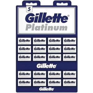 Gillette, 100 Gillette Platinum Double Edge Safety Razor Blades on a display card, 20 dispnesers of 5 Blades