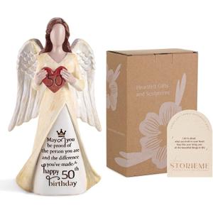 50th Birthday Gift for Women: Angel Figurines for Mom, Best Friend, Sister, Wife, Daughter - Unique 50 Years Old Present