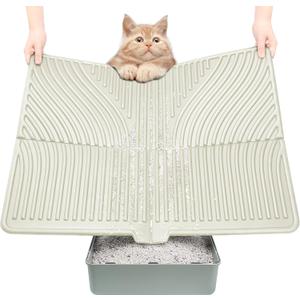 UPSKY Cat Litter Mat, Large Kitty Litter Trapping Mat Soft on Kitty Paws, Litter Box Mat Keep Floor Clean, 31" x 24" Waterproof and Washable Trapping Mats Catcher Pad for Scatter Control