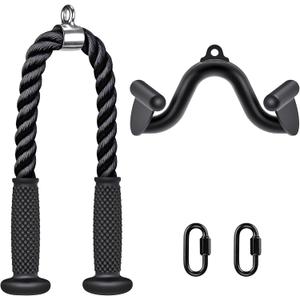Kipika Cable Machine Attachment, Triceps LAT Pulldown Attachments, Home Gym Workout Accessories Heavy Duty Cable Machine Accessories Triceps Rope D Row Handle LAT Pull Down Bar Straight Bar Exercise