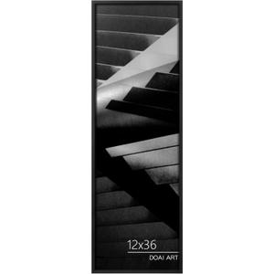 DOAI ART 12x36 Poster Frame Black, Poster Frames 12 x 36 inches or 12x36 Picture Frames with HD Plexiglass for Horizontal or Vertical Wall Mounting, Scratch-proof Safe and Artistic Large Photo Frame