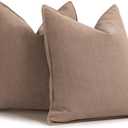 ZWJD Khaki Pillow Covers 18x18 Set of 2 Chenille Throw Pillow Covers with Elegant Design Soft and Luxurious Decorative Throw Pillows for Couch, Bed, and Home Decor