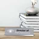 Director of First Impressions, Silver Frame Desk Sign (2x8)