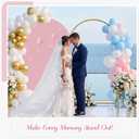 7.2FT Metal Arch Backdrop Stand and Cover Set, Gold Wedding Backdrop Arch Stand with Cover, Balloon Arch Stand with White Arch Cover for Birthday Party, Baby Shower, Anniversary Event (Pink, 7.2FT)