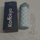 Insulated Water Bottle with Straw and Carry Loop,18 oz Stainless Steel Double Wall Vacuum Metal Water Flask with Leak-proof Lid,Blue White Plaid