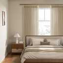 Linen Beige Pinch Pleated Curtains 80 Inches Long 2 Panels Set for Living Room Bedroom, Pinch Pleated Light Filtering Back Tab Drapes Neutral Modern Farmhouse Window Decor 80 Inch