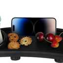 Universal Stroller Snack Tray with Cup Holder and Silicone Flexible Arms Gripper, Black Adjustable BPA-Free Non-slip Snack Tray for Stroller Accessories Easy to Clean