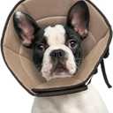 Dog Cone Collar M, Soft Cones for Large Medium Small Dogs,Adjustable Dog Cone Alternative to Stop Licking, Comfy Elizabethan Collar for After Surgery Wound Healing & Hot Spots Brown