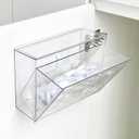 Clear Dishwasher Detergent Pod Holder for Kitchen Cabinet, Plastic Under Sink Storage and Organizer for Lid, Sponge, Coffee Pods, Large Laundry Pods Dispenser Box with Divider