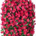 Artificial Fake Hanging Flowers Plants Baskets for Outdoor Outside Porch Decoration, Faux Silk Hotpink Realistic UV Resistant Orchid Long Vines in Planter for Spring Summer Home Patio Balcony