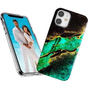 for iPhone 11 Case for Girl Women Men,Glitter Pearly Shell Luster Sparkle Bling Soft TPU Slim Thin Protective Phone Case Cover for iPhone 11 6.1,Fashion Emerald Green Gold Marble