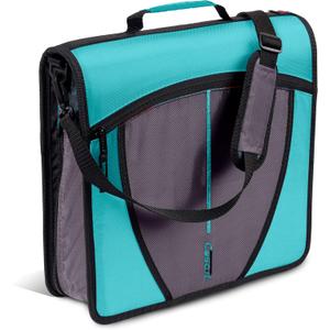Case-it Mighty Zip Tab School Zipper Binder | 3-Inch O-Rings, 600-Sheet Capacity, 5-Subject Expanding File Folder, Multiple Pockets & Storage Organizer, Shoulder Strap | D-146 Spearmint