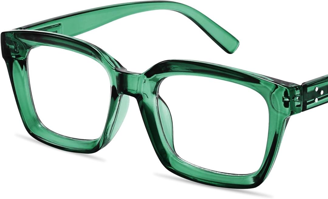 IBOANN Oversized Blue Light Glasses for Woman, Funky Fashion Glasses With Preppy Look, Reduce Screen Fatigue Computer Glasses (Medium, Basil Green)