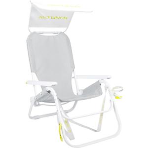 SUNFLOW Shore Thing Premium Beach Chair - Adjustable, Portable, Rust-Resistant, Reclining Beach Chair with UPF 50+ Sun Shade and Drink Holder for The Ultimate in Comfort (Oyster Gray), 16in x 19.5in x 40in