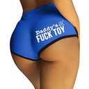 Womens Yoga Booty Shorts Sexy Printed Dance Sport Workout Hot Pants Plus Size Lounge Wear Briefs Blue 2XL