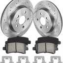 Anpulsero Rear Disc Brake Kit| Compatible with Chevy Malibu, Impala, Buick LaCrosse, Allure, Regal, Cadillac XTS| Drilled Slotted Brake Rotors and Ceramic Brake Pads Replacement 315mm(12.4in)