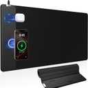 Magnetic Wireless Charging Mouse Pad, 31.5"x15.8" Large Gaming Desk Mat with Superior Stitched Edges, Non-Slip Base, Waterproof Ultra-Smooth Surface Keyboard Pad for Gamer, Office & Home, Black