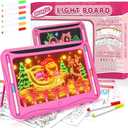 Magic LED Drawing Board for Kids, Toys for Girls Glow in the Dark, Light Up Tracing Pad with 9 Dual-Sided Card, 6 Marker, Doodle Writing Tablet Toddler Learning Toy, Art & Craft Kit Xmas Birthday Gift (Pink)