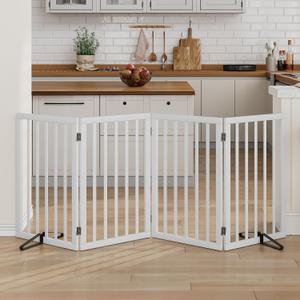 Dog Gate 32" Tall Freestanding Dog Gate for Doorways Foldable Pet Gate for Dogs Indoor (White,4 Panel)