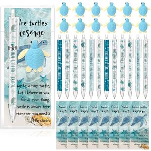 60 Sets Inspirational Turtle Gifts Bulk 6 Styles 0.7 mm Motivational Mechanical Pencils with Erasers Positive Cards Back to School Gifts for Student Teacher Coworker Office Supplies