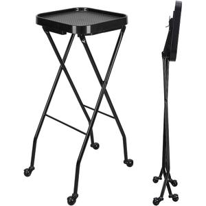Salon Folding Tray on Wheels, Rolling Color Tray for Hair Stylist & Esthetician, Tattoo Cart, Beauty Utility Cart