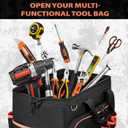 JJRING Heavy Duty 17inch Tool Bag with 48-Pockets, 1680D Oxford Organizer Storage Bag With Adjustable Shoulder Strap And Padded Handle For Electrician Plumbing Mechanics DIY And Craftsmen (RED)