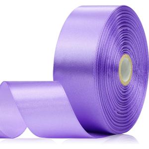 2 x 60 Yards Lavender Satin Ribbon 1-1/2 Inch, Solid Lavender Purple Ribbon for Gift Wrapping, Crafts, Flower Bouquet, Wedding, Festival, Christmas, Halloween