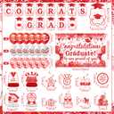 Red White Graduation Decorations Class of 2026 Red and White Graduation Party Supplies Include Congrats Grad Banner Backdrop Congratulations Balloons Hanging Swirl Honeycomb for High School College