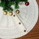 Knitted Christmas Tree Skirt, 24 Inch White Tree Skirts for 3ft to 4ft Tree | Cable Knit Design, Farmhouse Xmas Holiday Decoration, Home Party Décor （White 2514）