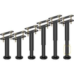 6 Pcs Adjustable Height Bed Support Legs 7.08-12.6 inch, Bed Frame Center Support Legs for Bed Frame/Bed Center Slat/Furniture, Heavy Duty Metal Bed Replacement Legs Bed Slats Support Legs