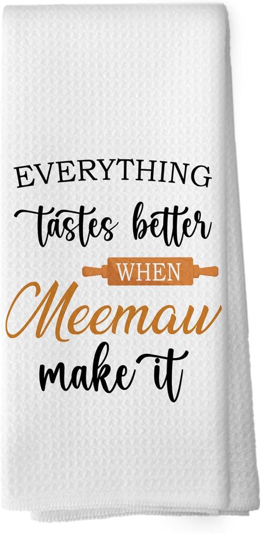 Meemaw Gifts Kitchen Towels - Grandmother Mom Dish Towels, Grandma Birthday Gifts from Grandkids Decorative Absorbent Dishcloths Hand Towel for Kitchen Decor 16x24 Inches