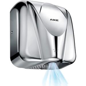AIKE Elephant Power Commercial Hand Dryer High Speed Auto Warm Wind, Polished Stainless Steel Cover AC110V-130V Model AK2812