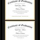 JCJMY Double 8.5x11 Diploma Frame, Classic Black and Gold Frame, Display Double Diploma 8.5x11 with Mat or 14x20 without Mat, Fit Document Picture Photo, Double Mat