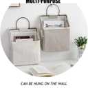 Wall-Hanging Storage Bags, Desktop Organizer Basket Cotton Linen Hanging Storage Basket for Kitchen,Bderoom,Living Room (#2 White)