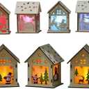 Wood Craft Kits Unfinished Small Houses 3D Cutting Wooden Puzzle Toy for Kids and Adults Build Your Own Perfect Decoration-Including 7 pcs