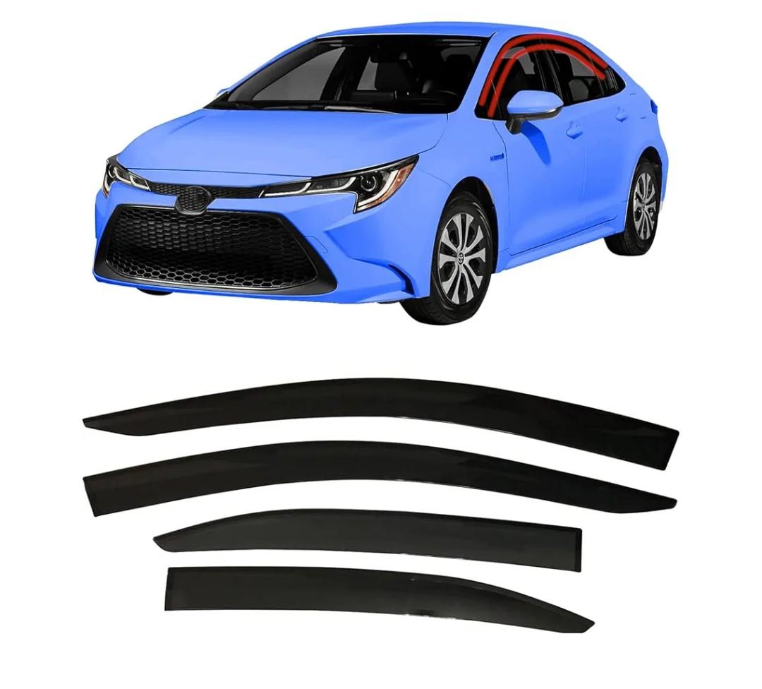 Tape-On Rain Guard 4-Piece for 2020-2023 Toyota Corolla Window VisorWindow Deflectors Rain Guards Window Visors Shield Shade Smoke