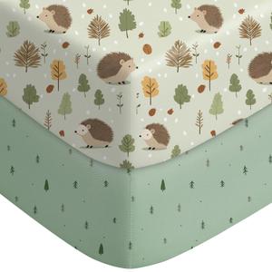 FILLEEP Pack and Play Sheets Fitted, Mini Crib Sheets 2-Pack for Pack N Play Mattress, Stretchy Playpen Sheet for Boys Girls, Softness and Breathable, 38" x 26"