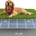 Large Dog Grass Pad with Tray, 34x22 Inch Puppy Potty Training System with Artificial Grass & Pheromone Pee Pad, Non-Slip Silicone Base for Easy-Clean Indoor Outdoor Use