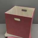 Pink Cube Storage Organizer Bins 13x13x13 Inch, 4 Pack Collapsible Organization Baskets with Handles, Thick Fabric Foldable Storage Boxes for Kallax Shelf Bookcase Closet Cabinet