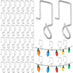 Pinkunn 120 Pcs Christmas Lights Gutter Clips Stainless Steel Christmas Light Q Hangers Hooks for Mesh Leaf Gutter Guard Weatherproof Xmas Clip for Outdoor Lights Heavy Duty Metal Hooks for Holiday